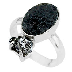 9.56cts natural tektite campo del cielo meteorite 925 silver ring size 8 t14213