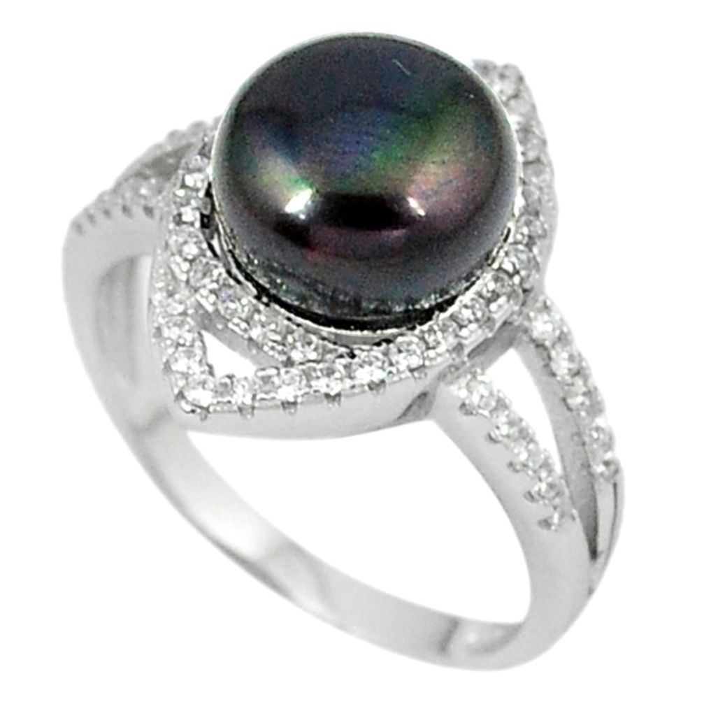Natural titanium pearl topaz 925 sterling silver ring jewelry size 7 c25981