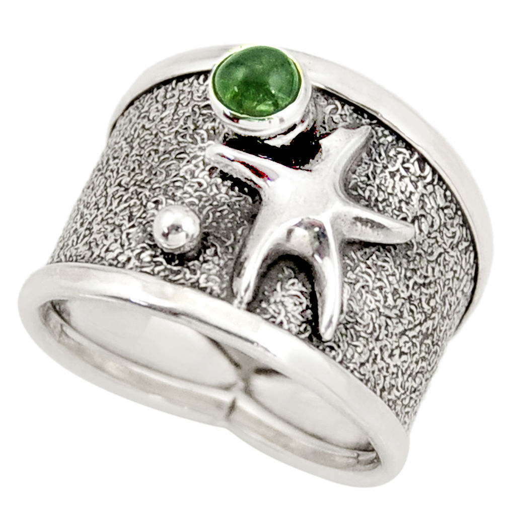 0.53cts natural tourmaline 925 silver star fish solitaire ring size 6.5 d45944