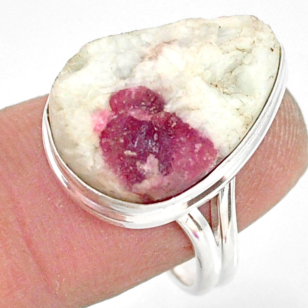 Clearance Sale- 12.83cts natural tourmaline in quartz 925 silver solitaire ring size 7.5 r85759