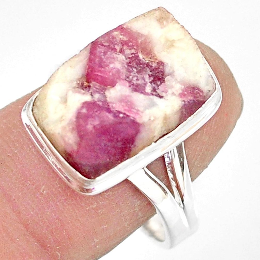 7.40cts natural tourmaline in quartz 925 silver solitaire ring size 9 r85777