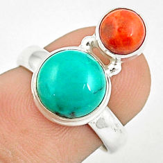 Clearance Sale- 5.23cts natural turquoise tibetan mojave turquoise 925 silver ring size 6 u27382