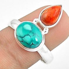6.41cts natural turquoise tibetan mojave turquoise 925 silver ring size 9 u27403