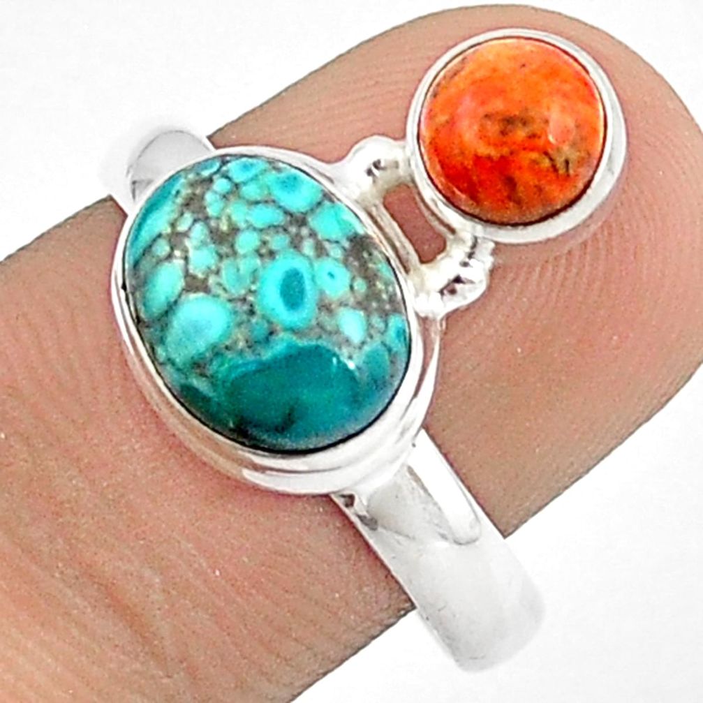 turquoise tibetan mojave turquoise silver ring size 8.5 u27406