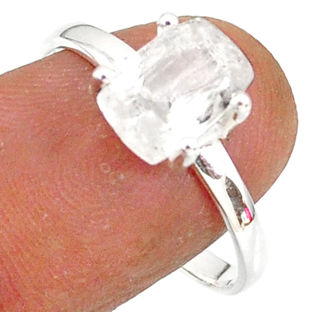 2.96cts natural white danburite faceted 925 sterling silver ring size 9 r88513