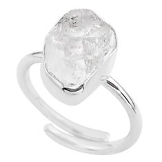 6.98cts natural white herkimer diamond 925 silver adjustable ring size 8 t49005