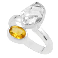 8.73cts natural white herkimer diamond citrine 925 silver ring size 8 t49692