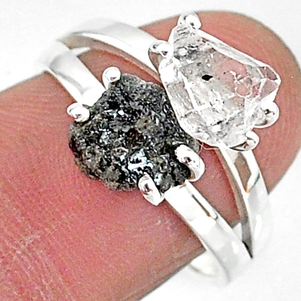 7.21cts natural white herkimer diamond diamond raw silver ring size 8 t6766