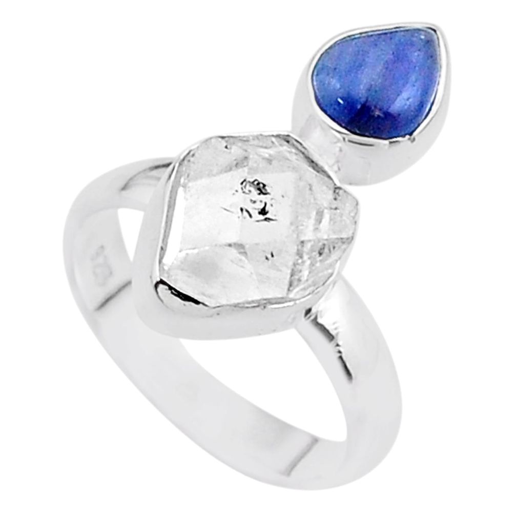 8.44cts natural white herkimer diamond kyanite 925 silver ring size 7 t48959