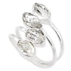 12.28cts natural white herkimer diamond silver adjustable ring size 10 t72734