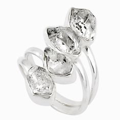 12.03cts natural white herkimer diamond silver adjustable ring size 7.5 t72739