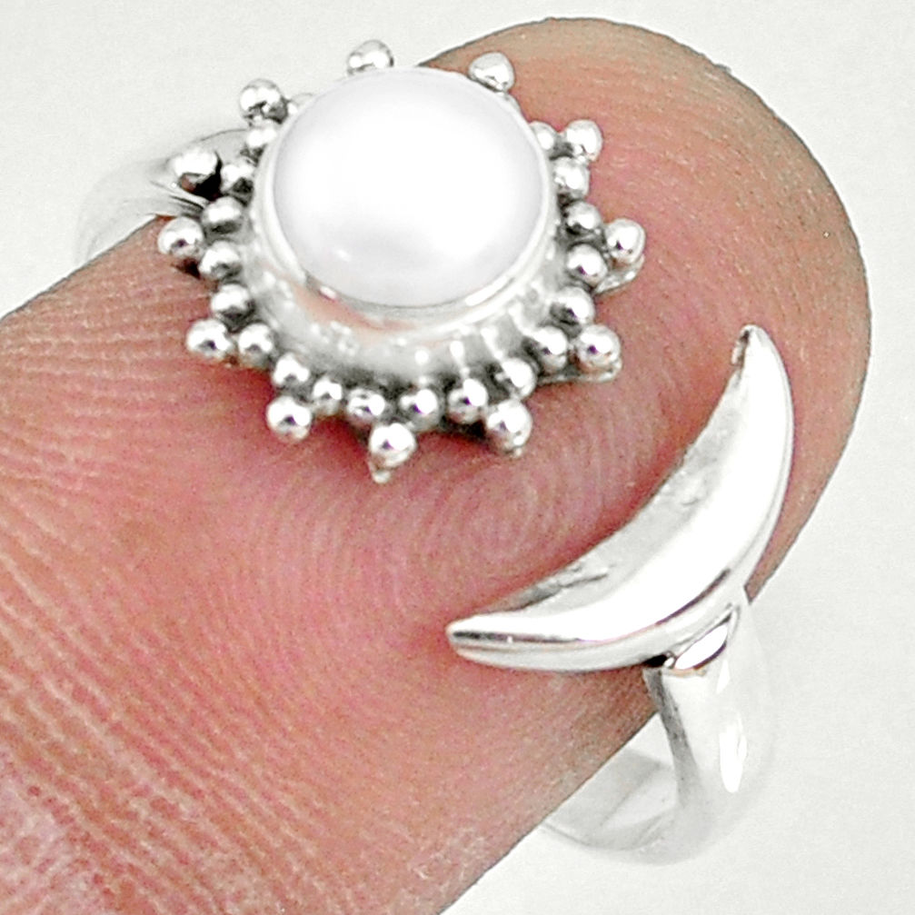 1.21cts natural white pearl 925 sterling silver adjustable ring size 8 r74628