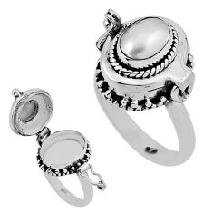 2.18cts natural white pearl 925 sterling silver poison box ring size 5.5 n34590