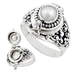 1.16cts natural white pearl 925 sterling silver poison box ring size 8 t73276
