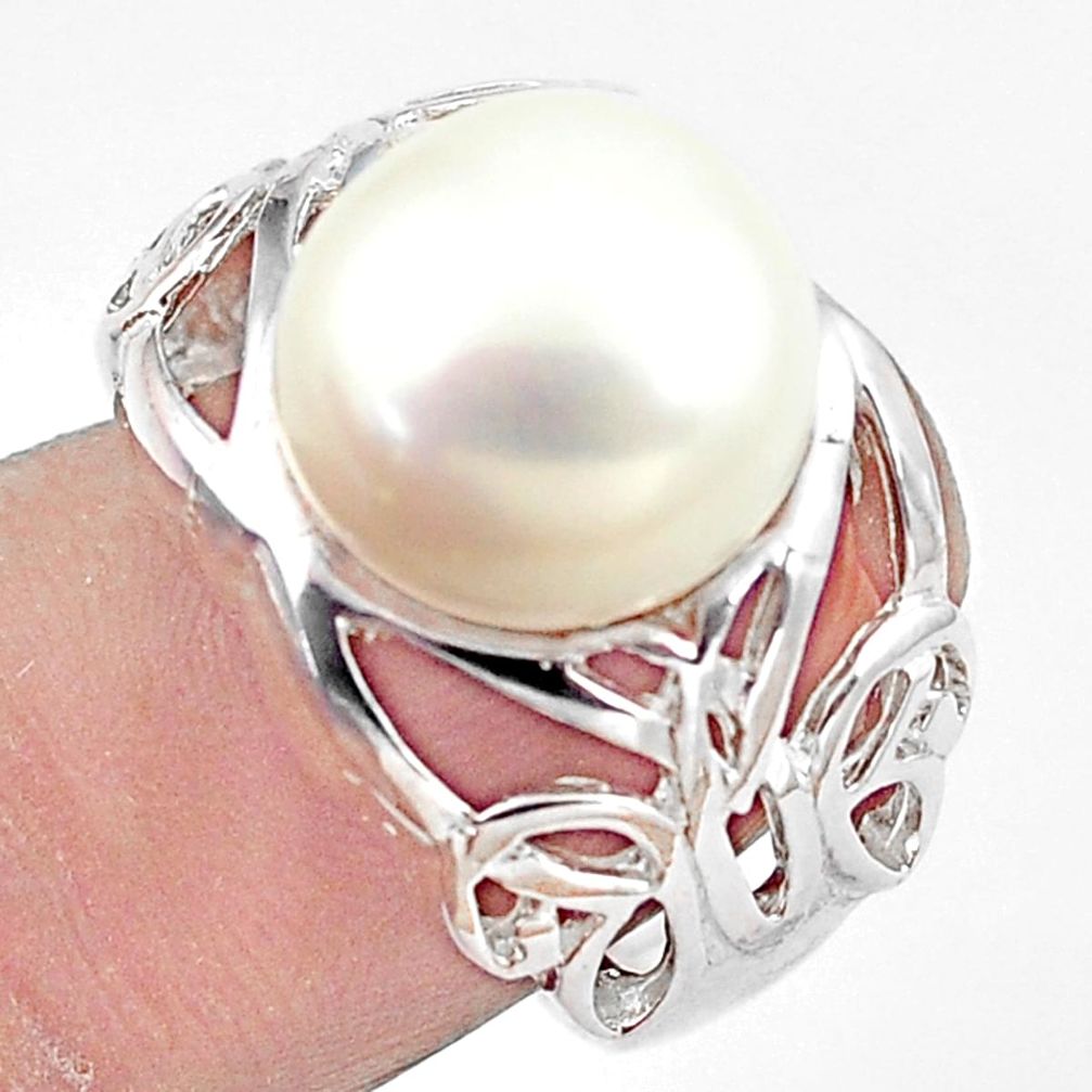 7.10cts natural white pearl 925 sterling silver ring jewelry size 7 c23882