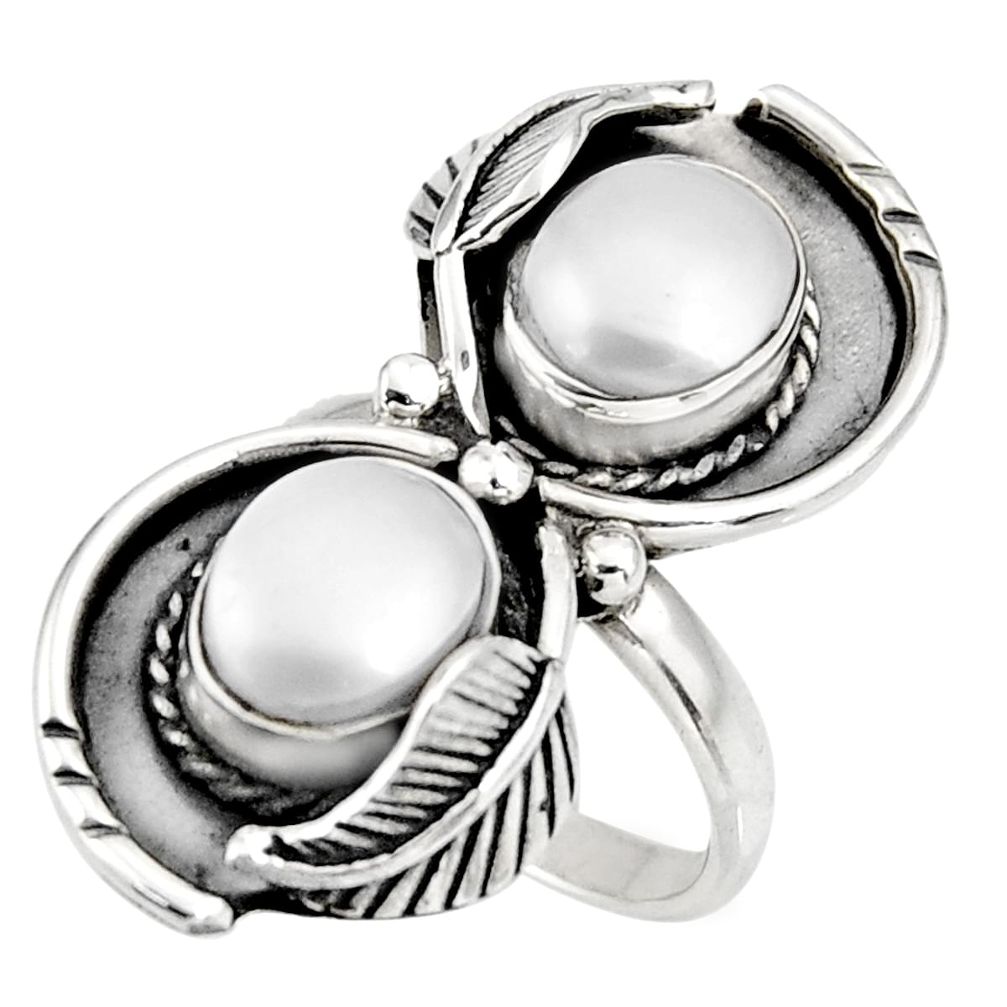 white pearl 925 sterling silver ring jewelry size 7 d39088