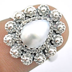 2.32cts natural white pearl 925 sterling silver ring jewelry size 10.5 u16434
