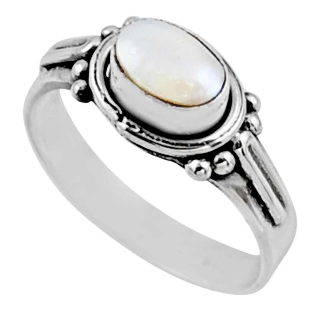 1.56cts natural white pearl 925 sterling silver solitaire ring size 7 r54415