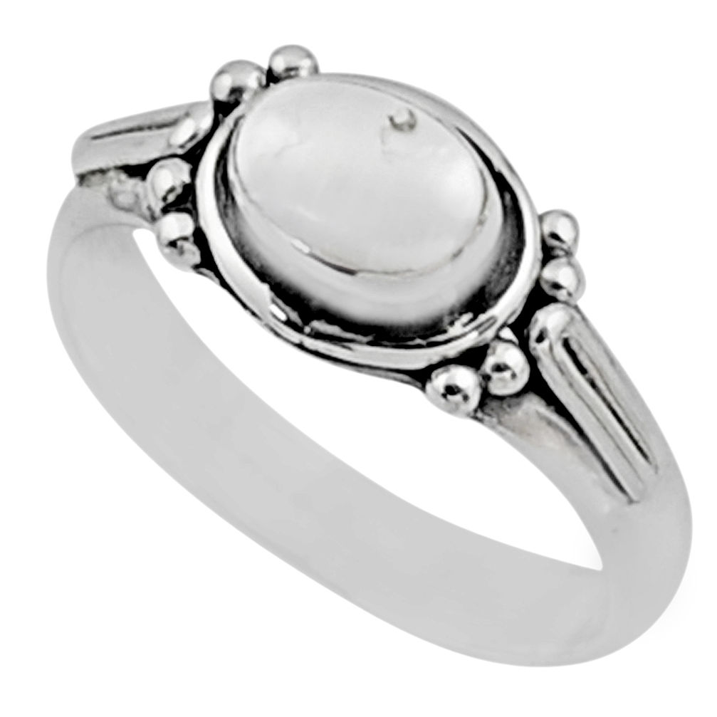 1.57cts natural white pearl 925 sterling silver solitaire ring size 8 r54414