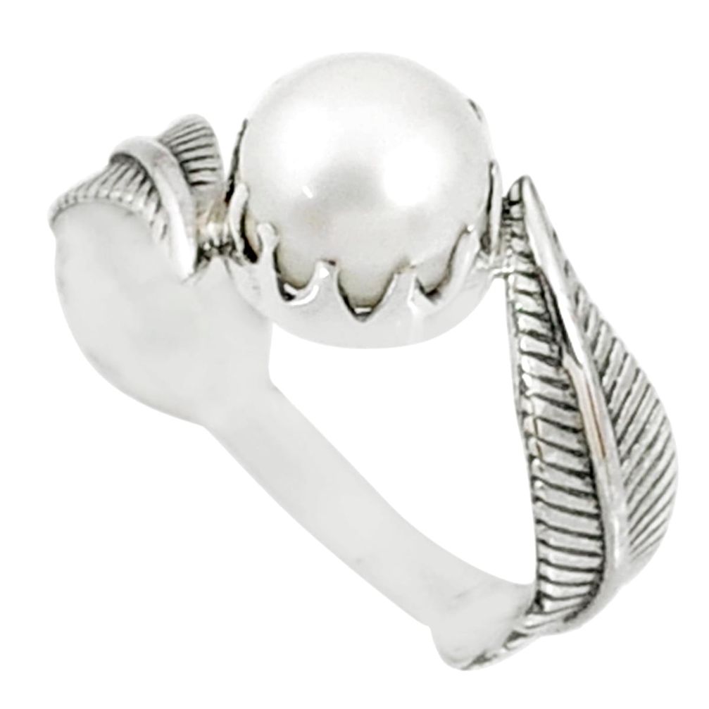 3.10cts natural white pearl 925 sterling silver solitaire ring size 9 r67453