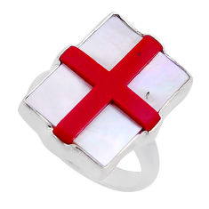 9.61cts natural white pearl coral 925 sterling silver ring jewelry size 7 n53411