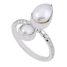 3.32cts natural white pearl pear 925 sterling silver ring jewelry size 7 n33929