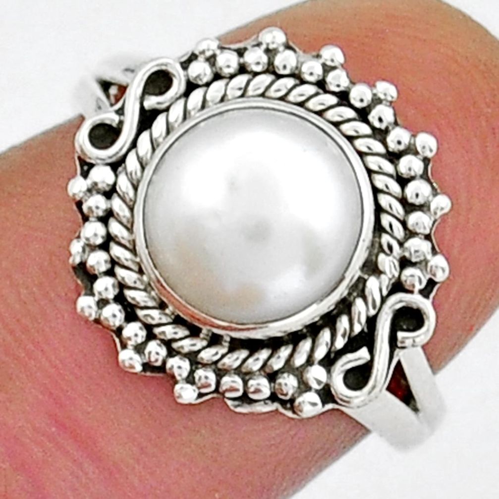 3.06cts natural white pearl round 925 sterling silver ring jewelry size 7 y18307