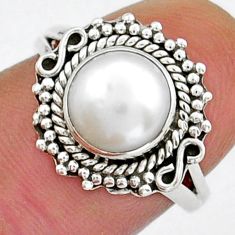 3.06cts natural white pearl round 925 sterling silver ring jewelry size 7 y18307