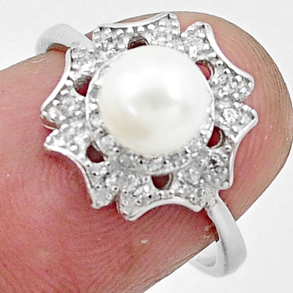 2.81cts natural white pearl topaz 925 silver solitaire ring size 6 c25012