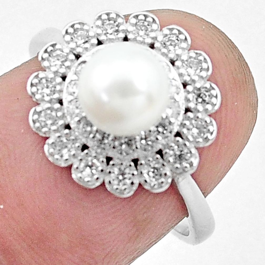 3.17cts natural white pearl topaz 925 silver solitaire ring size 7 c25347