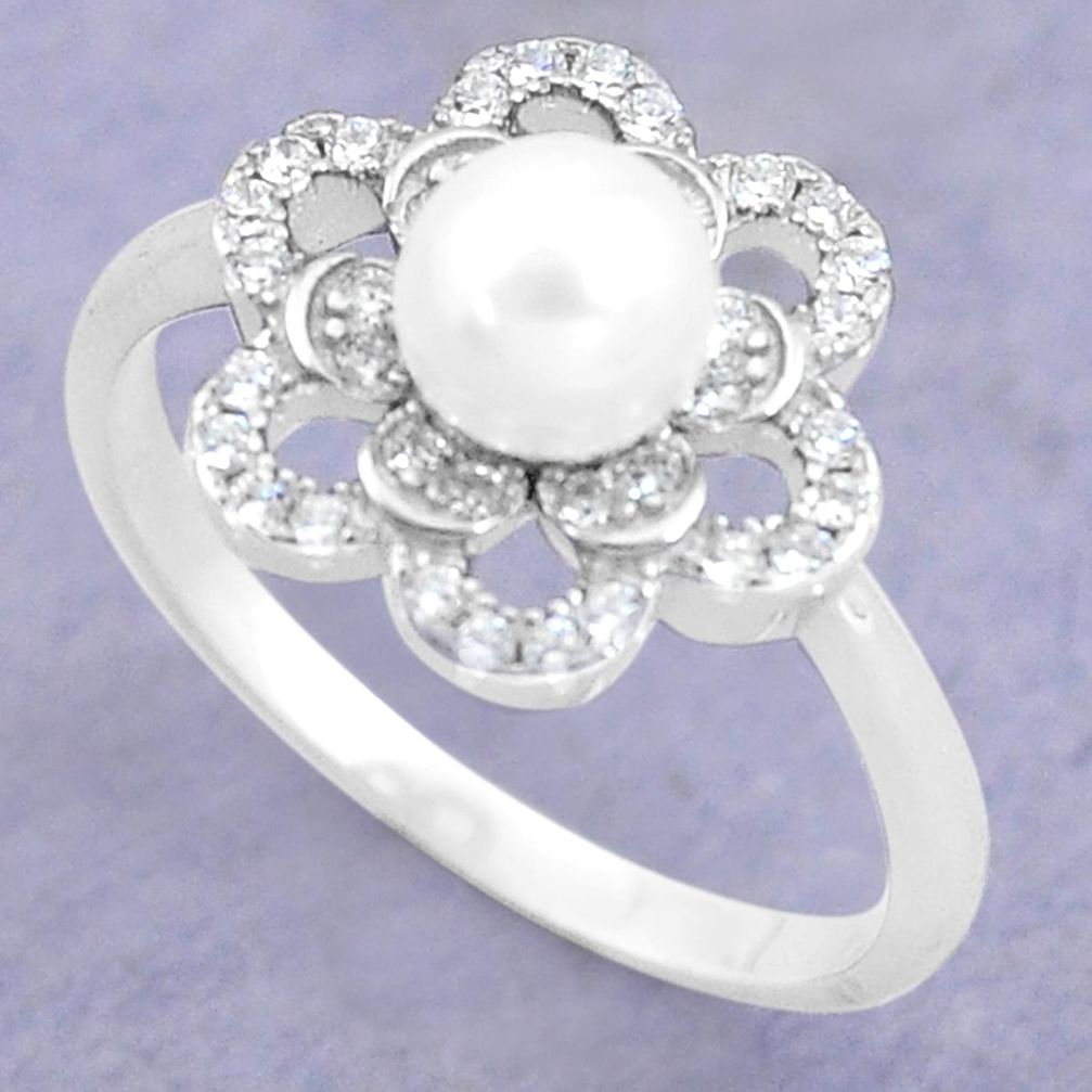 2.42cts natural white pearl topaz 925 silver solitaire ring size 8 c25322