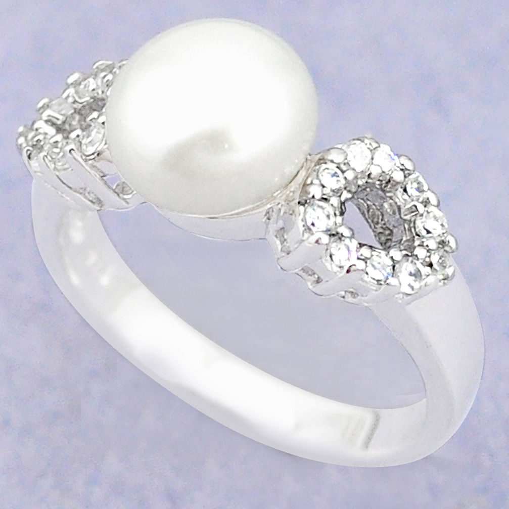 LAB Natural white pearl topaz 925 sterling silver ring jewelry size 7.5 c25030