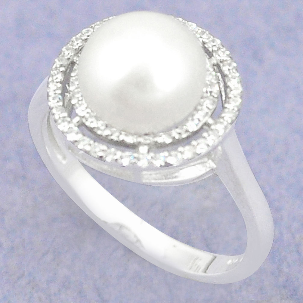LAB Natural white pearl topaz 925 sterling silver ring jewelry size 6.5 c25110