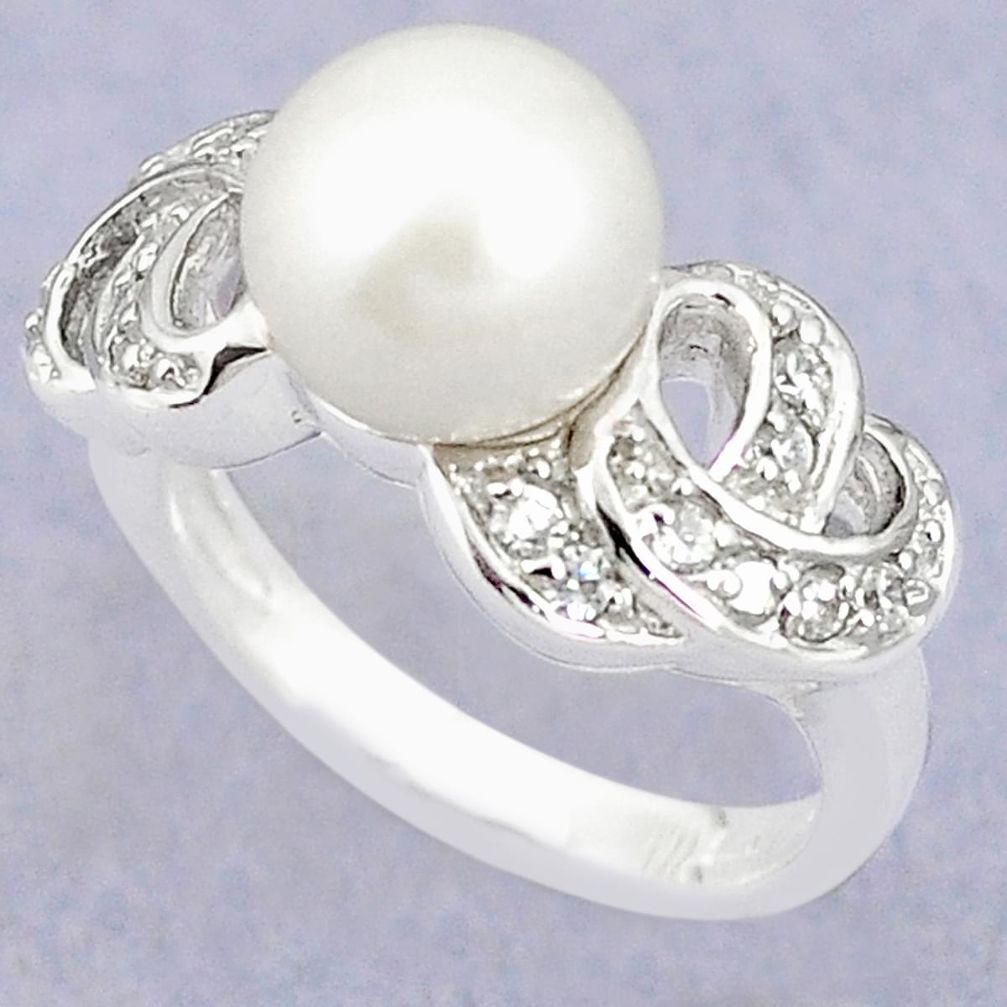 Natural white pearl topaz 925 sterling silver ring jewelry size 6.5 c25235