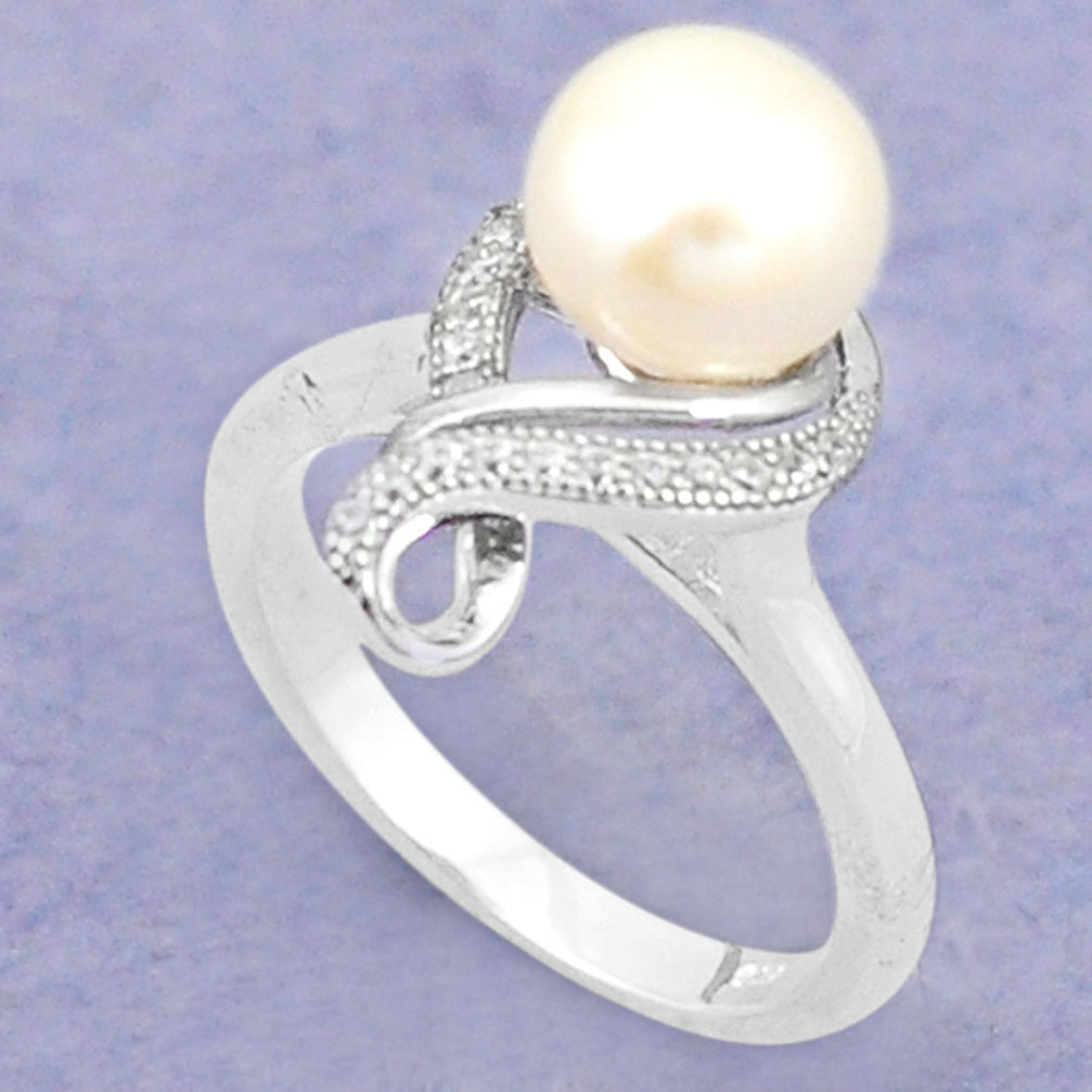 LAB Natural white pearl topaz 925 sterling silver ring jewelry size 5.5 c25249