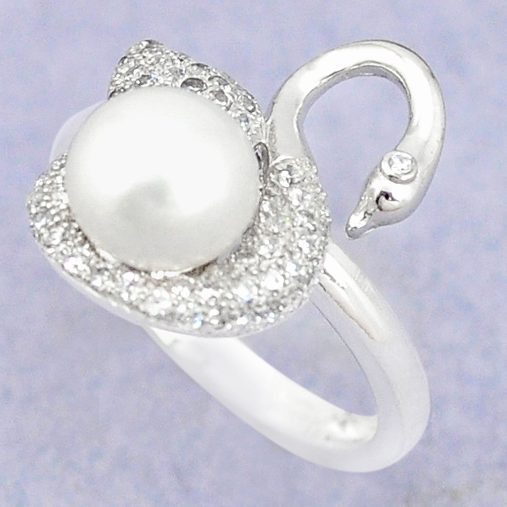 LAB Natural white pearl topaz 925 sterling silver ring jewelry size 5.5 c25312