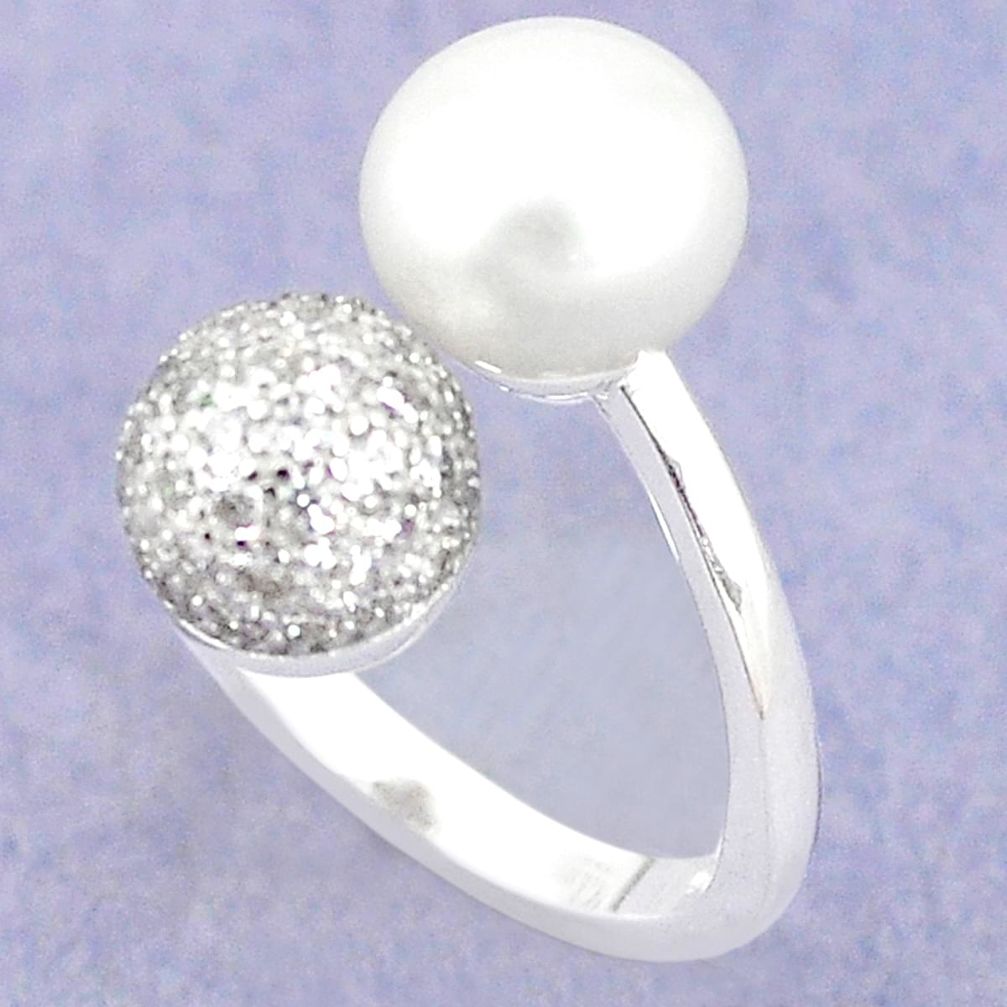 Natural white pearl topaz 925 sterling silver ring jewelry size 5.5 c25422