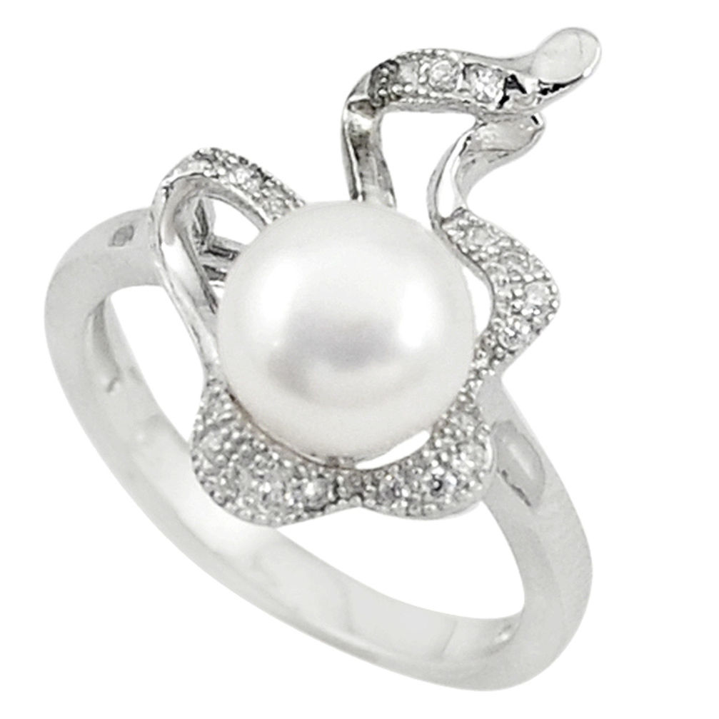 LAB Natural white pearl topaz 925 sterling silver ring jewelry size 6 c22312