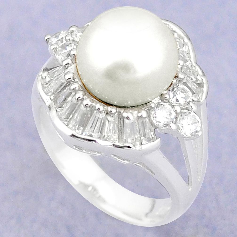 Natural white pearl topaz 925 sterling silver ring jewelry size 6 c25239