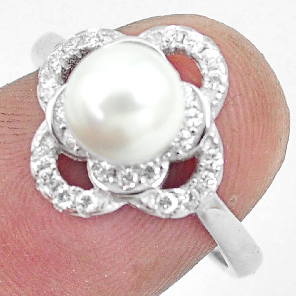 3.93cts natural white pearl topaz 925 sterling silver ring jewelry size 7 c25040