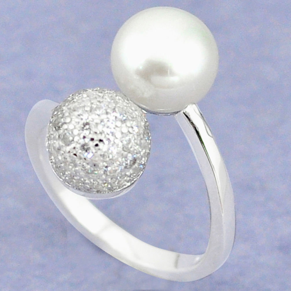 Natural white pearl topaz 925 sterling silver ring jewelry size 7 c25114