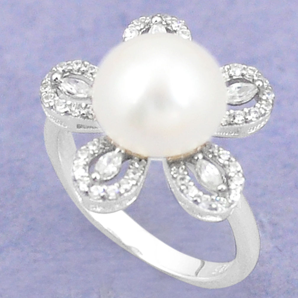 LAB Natural white pearl topaz 925 sterling silver ring jewelry size 7 c25202