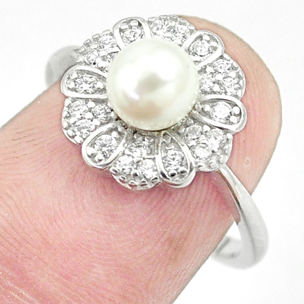LAB 2.60cts natural white pearl topaz 925 sterling silver ring jewelry size 7 c25287