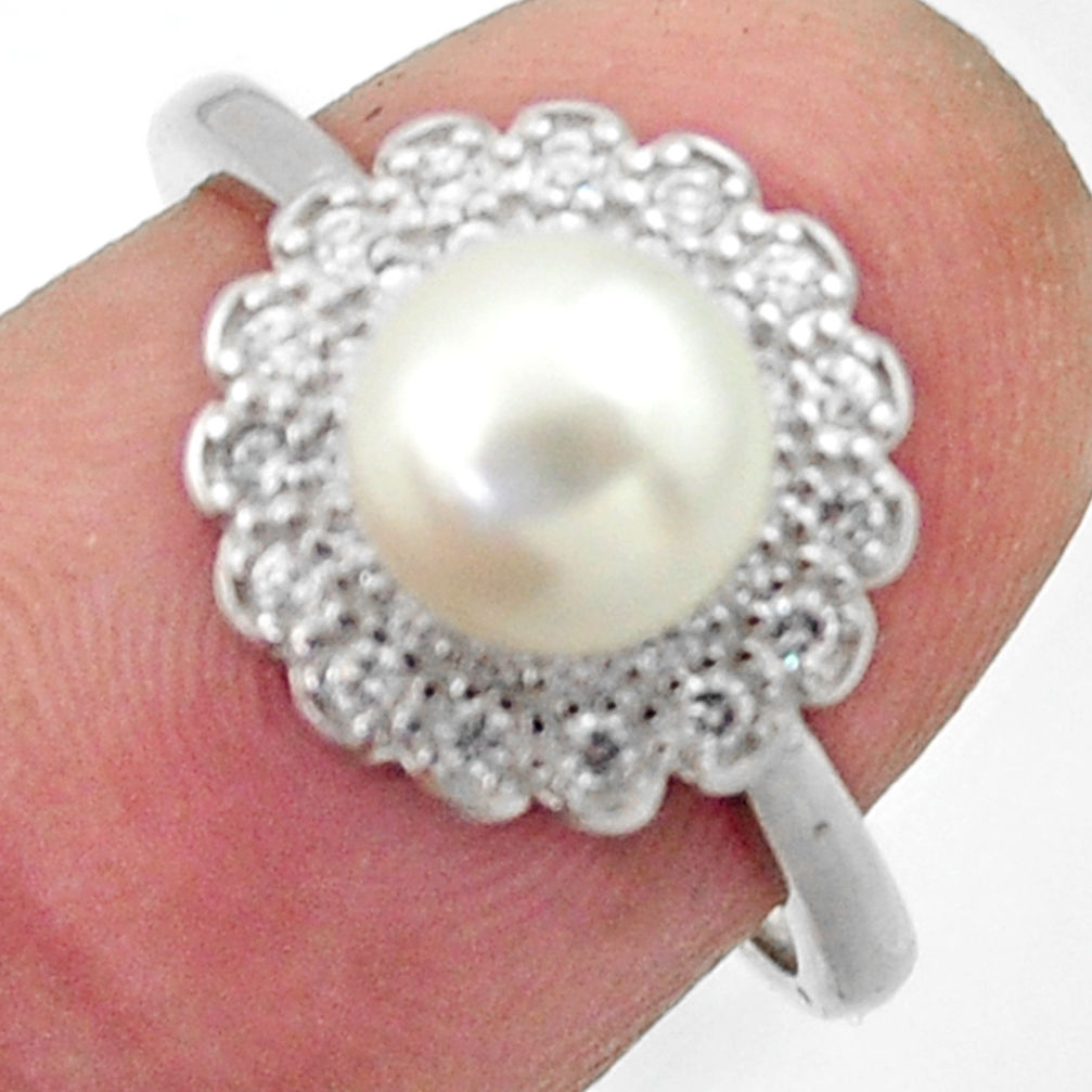 3.91cts natural white pearl topaz 925 sterling silver ring jewelry size 7 c26300