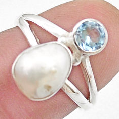 4.42cts natural white pearl topaz 925 sterling silver ring jewelry size 7 u48109