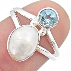4.43cts natural white pearl topaz 925 sterling silver ring jewelry size 7 u48112