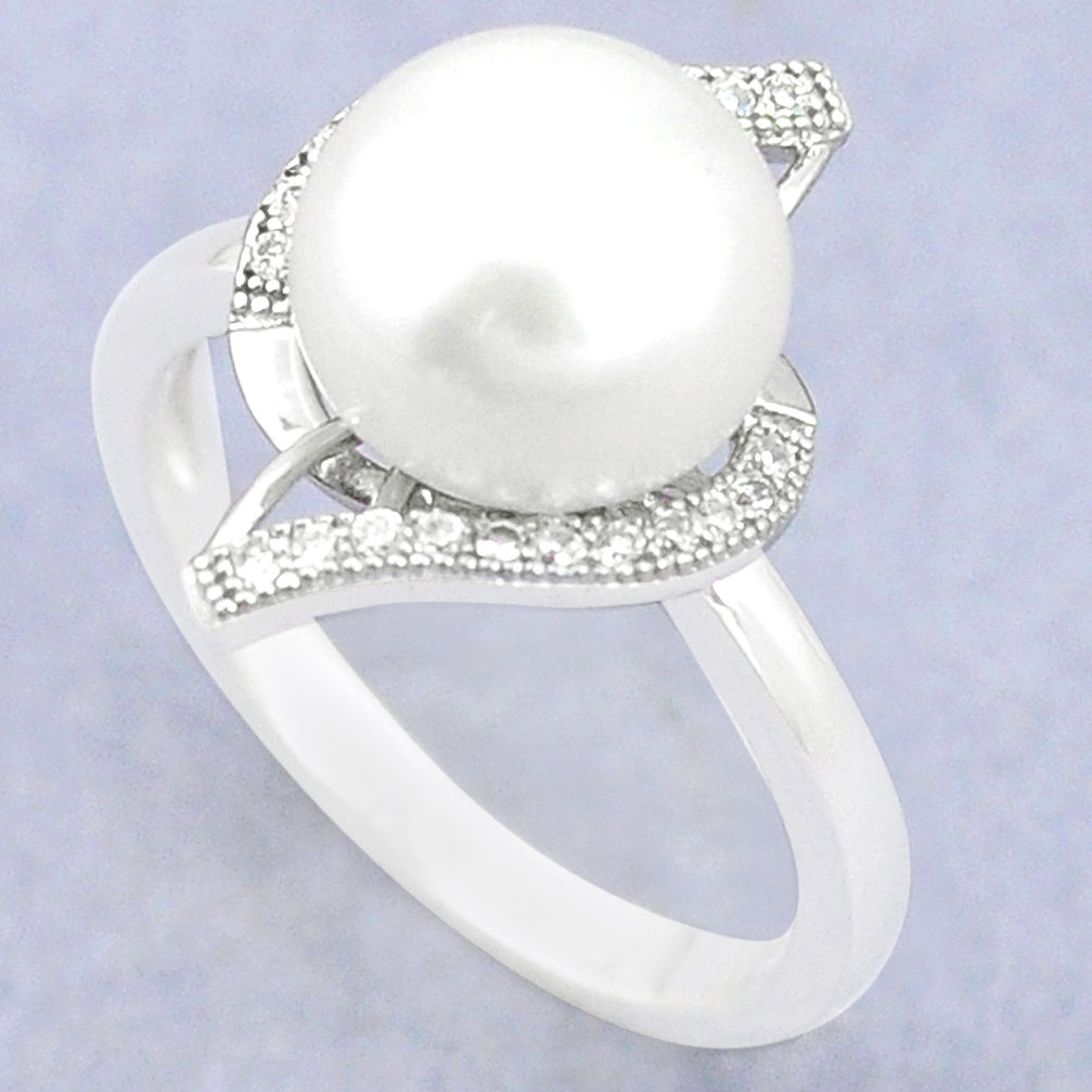LAB Natural white pearl topaz 925 sterling silver ring jewelry size 8 c25170