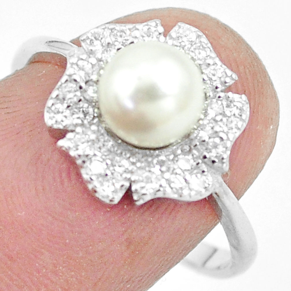 LAB 2.56cts natural white pearl topaz 925 sterling silver ring jewelry size 8 c25189