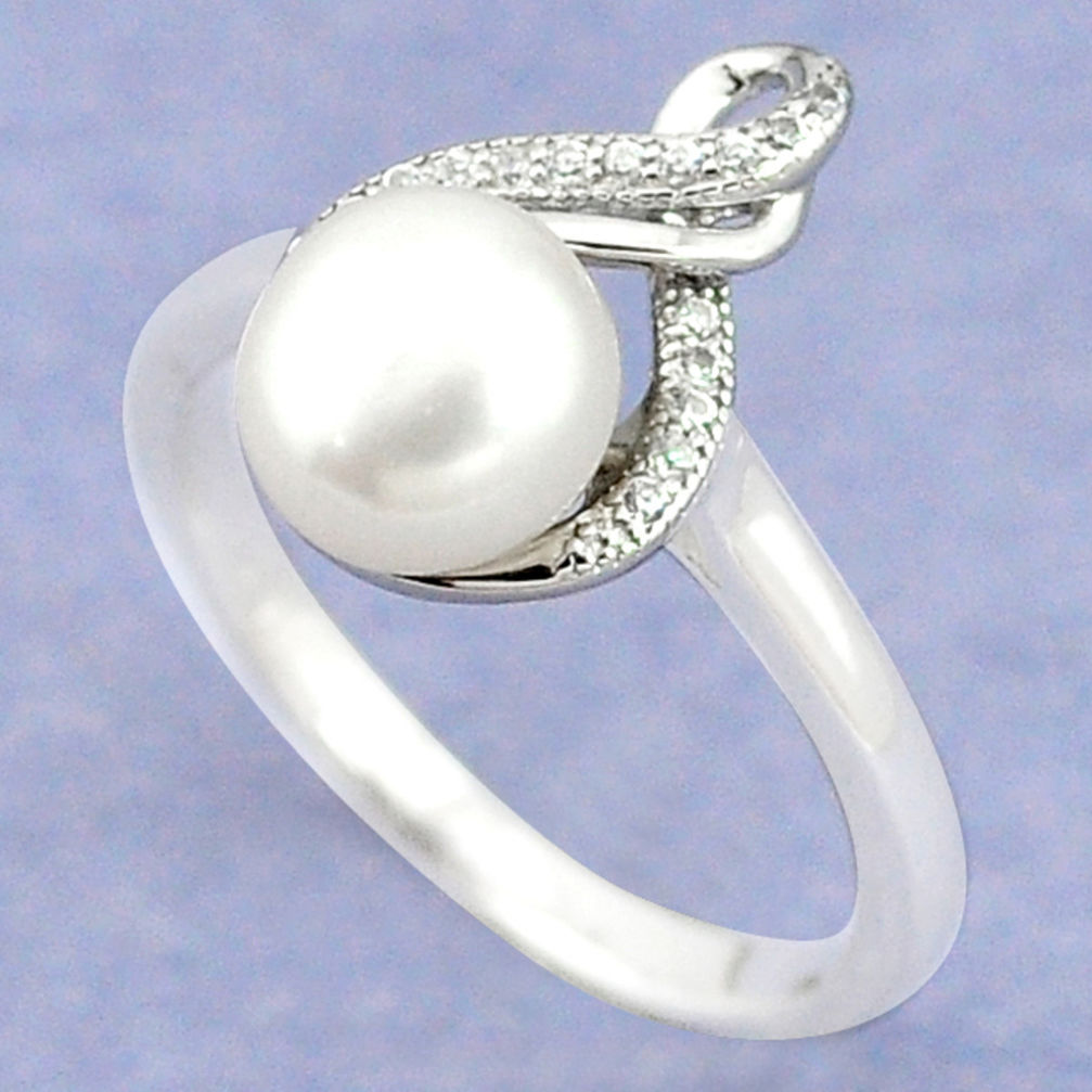 LAB Natural white pearl topaz 925 sterling silver ring jewelry size 8 c25244