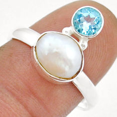 4.22cts natural white pearl topaz 925 sterling silver ring jewelry size 9 u90952